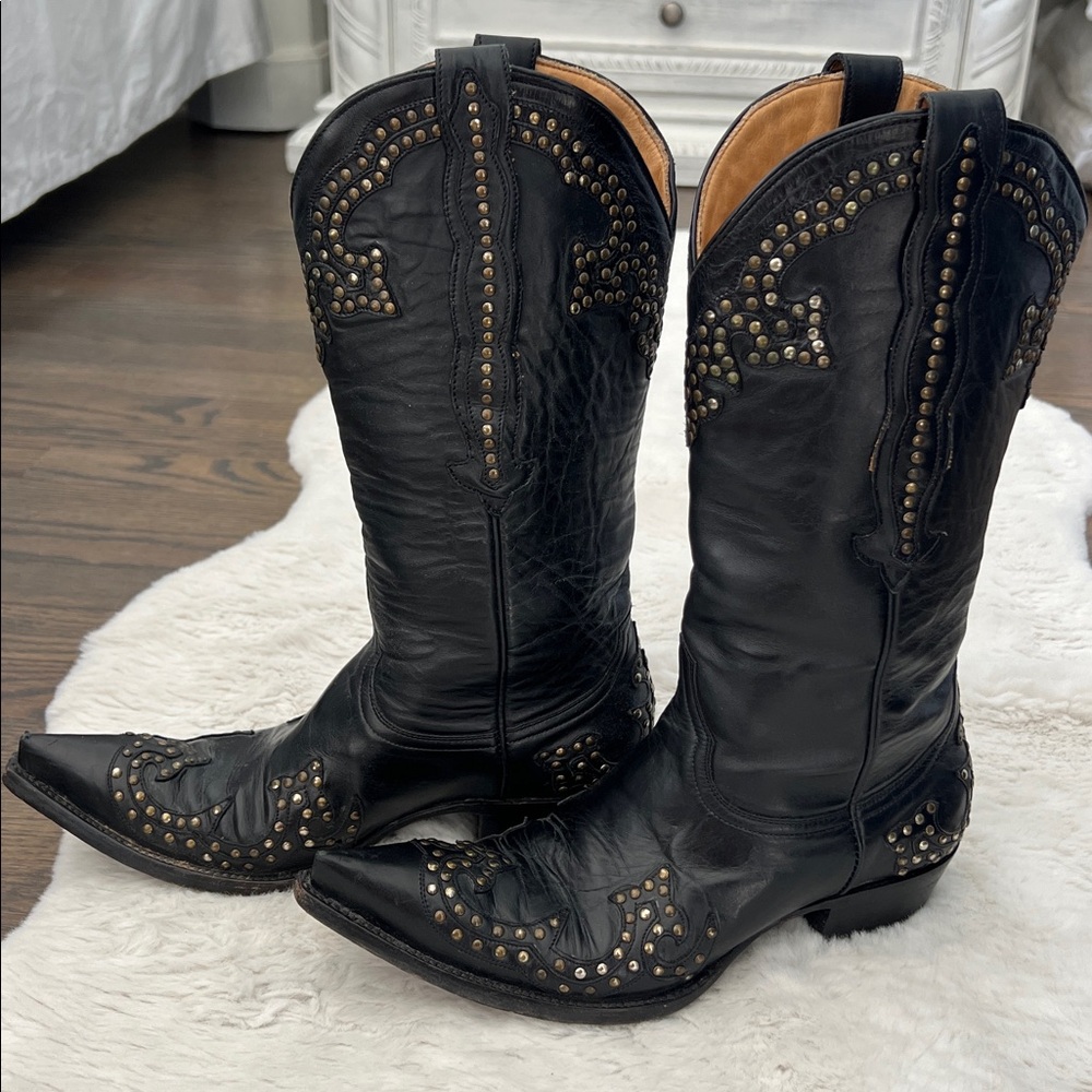 The Old Gringo Studded Black Leather Cowboy Boots, size 7.5 - Picture 5 of 16